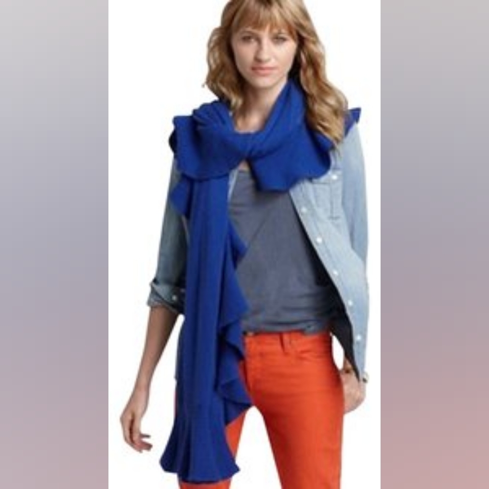 Magaschoni royal blue ruffle cashmere scarf